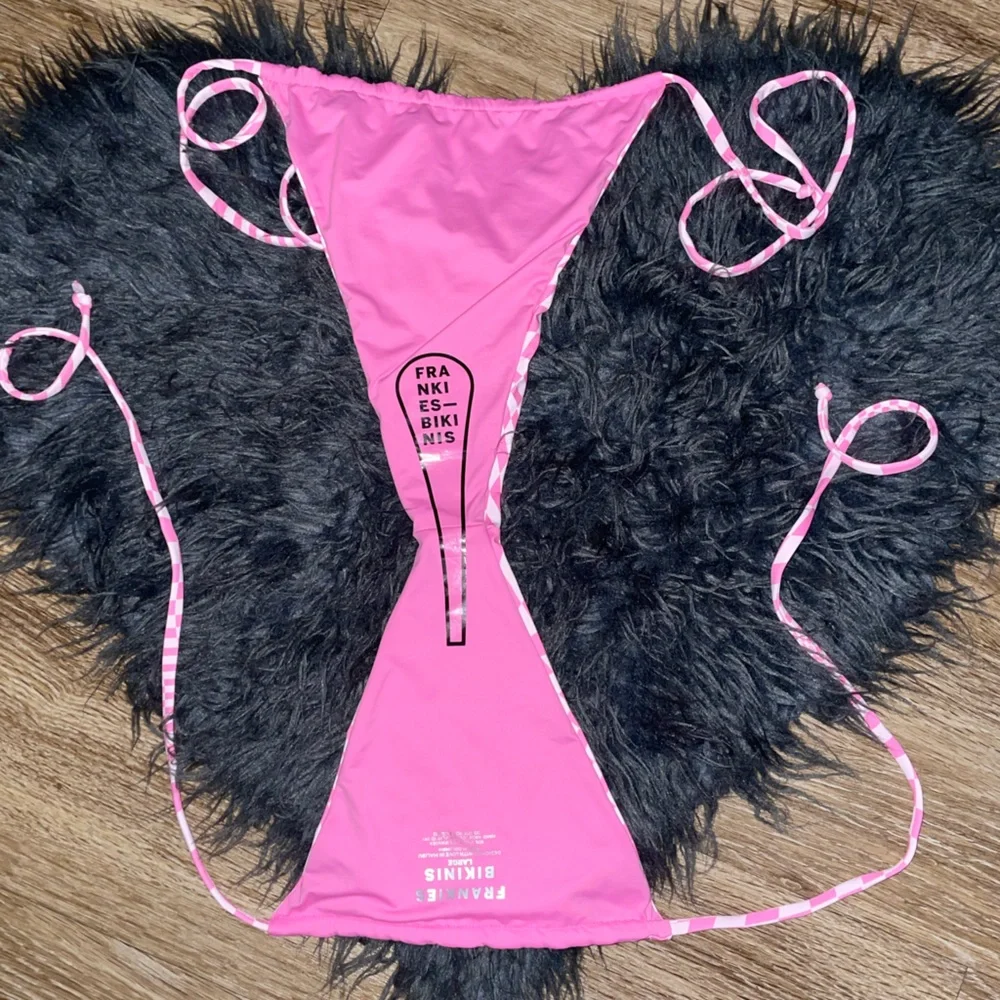 Frankie’s Bikinis NWOT Tia String Bikini Bottoms in Creative Pink Morrison Large